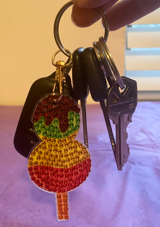 Rainbow Scoop Ice Cream Pop Diamond Art Keychain