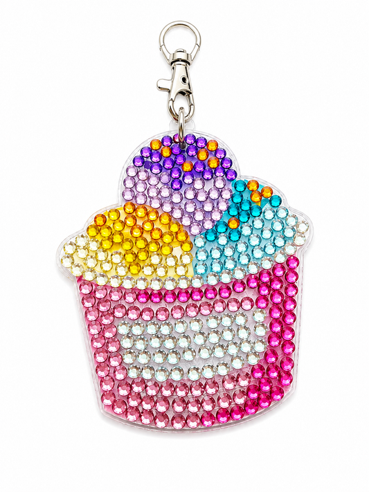Triple Scoop Ice Cream Cup Diamond Art Keychain