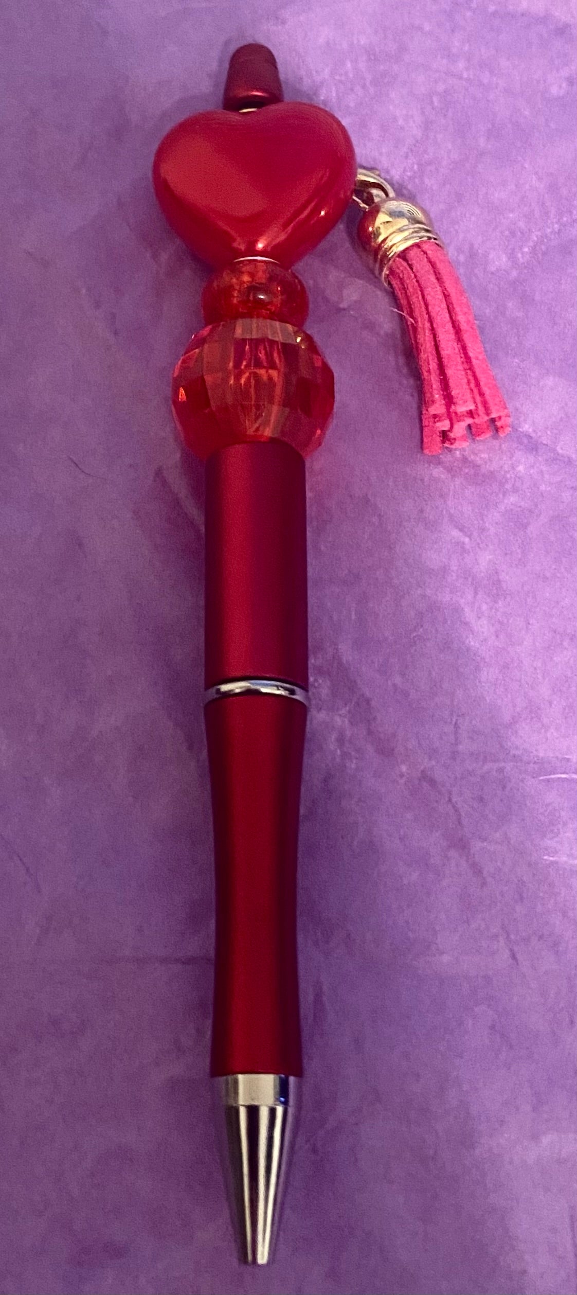 Ruby Heart Beaded Pen