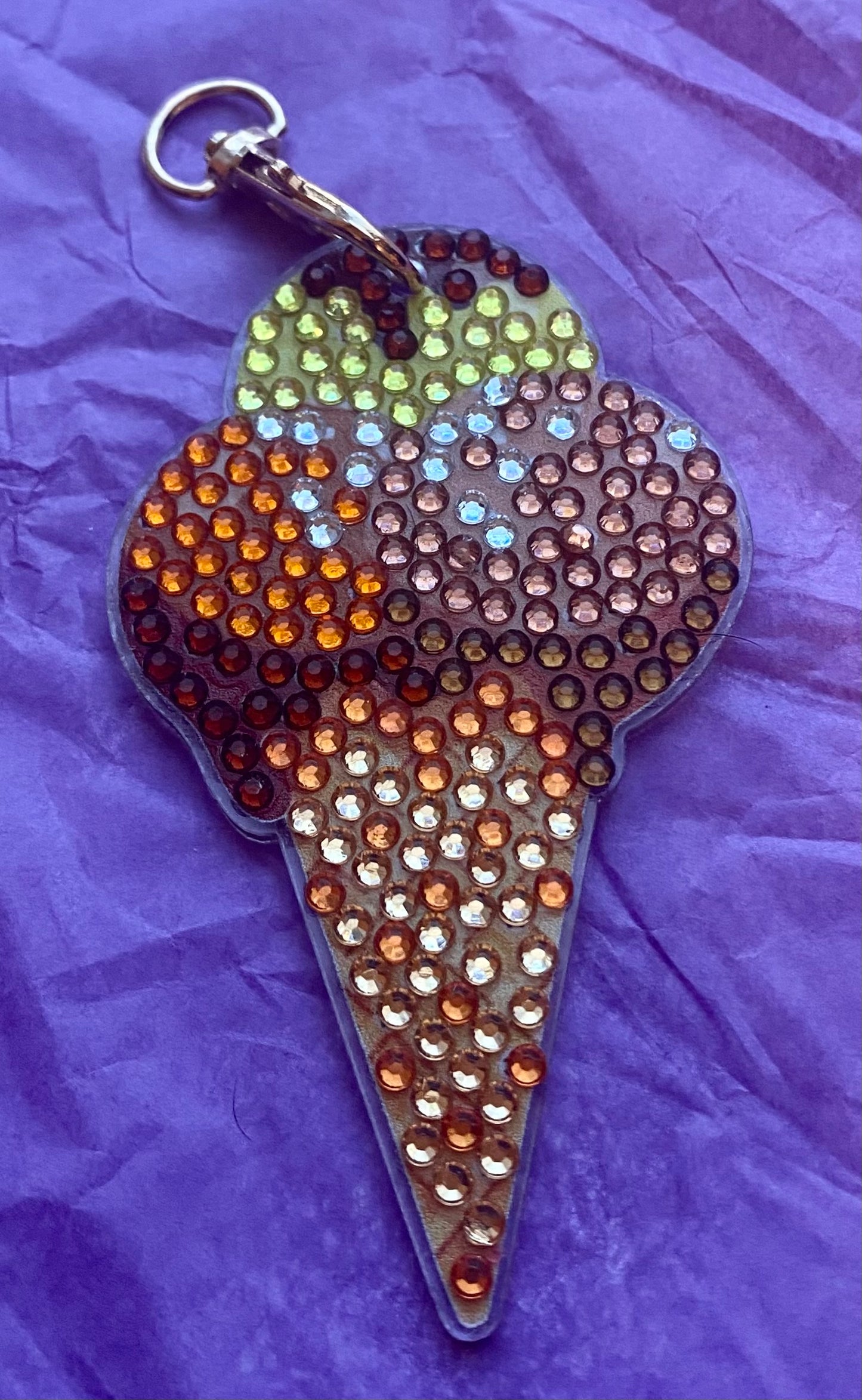 Chocolate Scoop Ice Cream Diamond Art Keychain