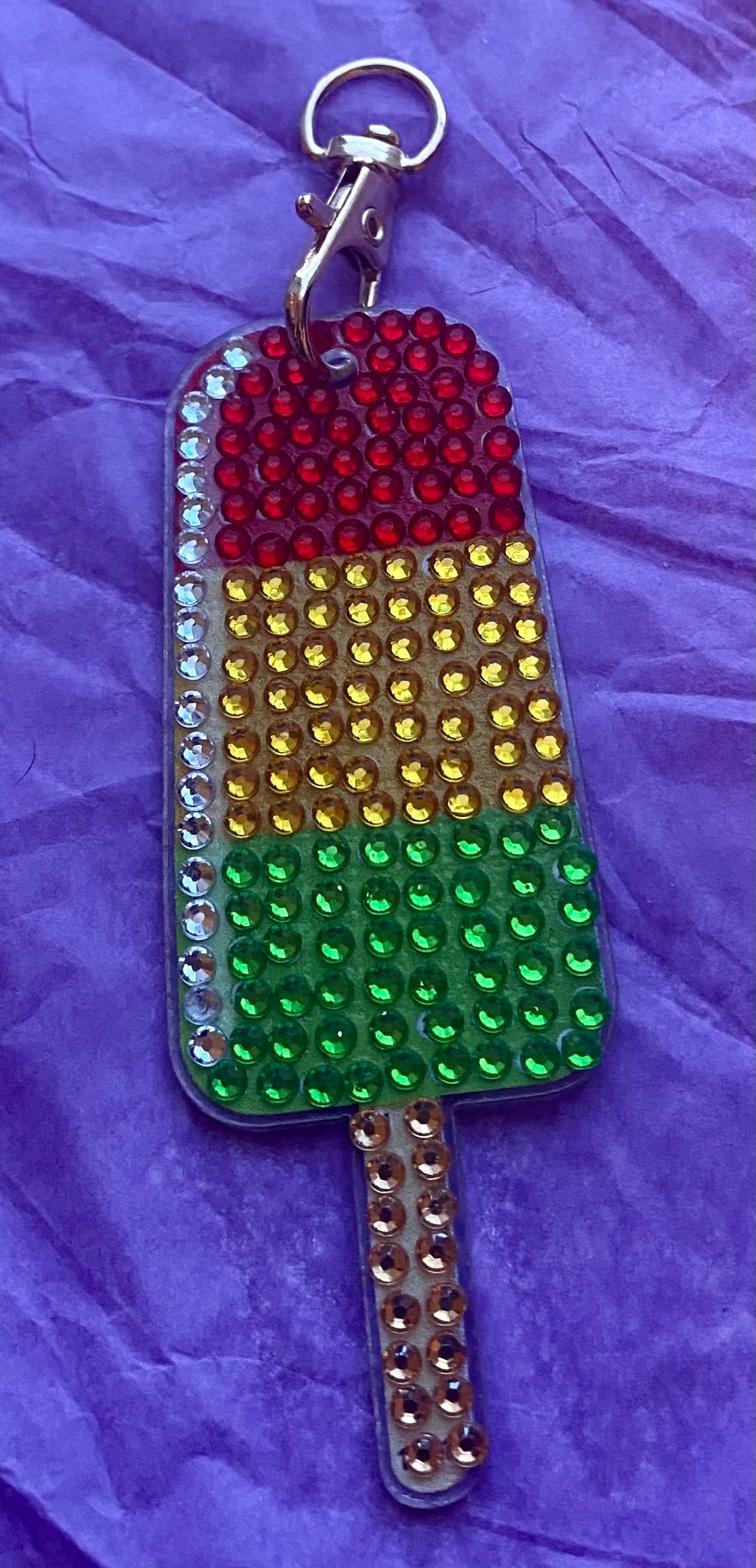 Rainbow Block Popsicle Diamond Art Keychain