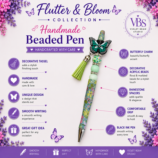 Butterfly Grove Handmade Beaded Floral Pen