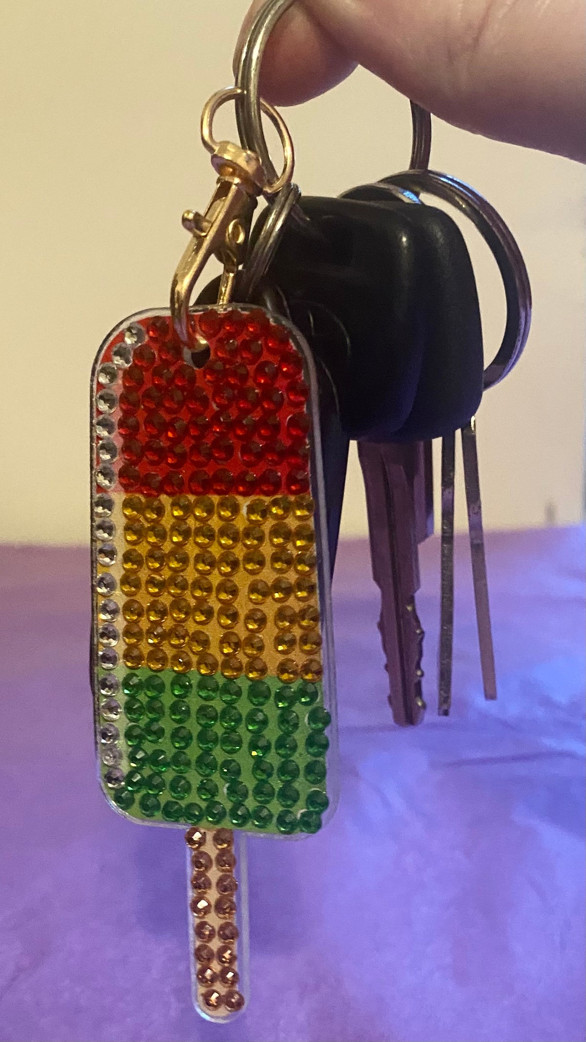 Rainbow Block Popsicle Diamond Art Keychain