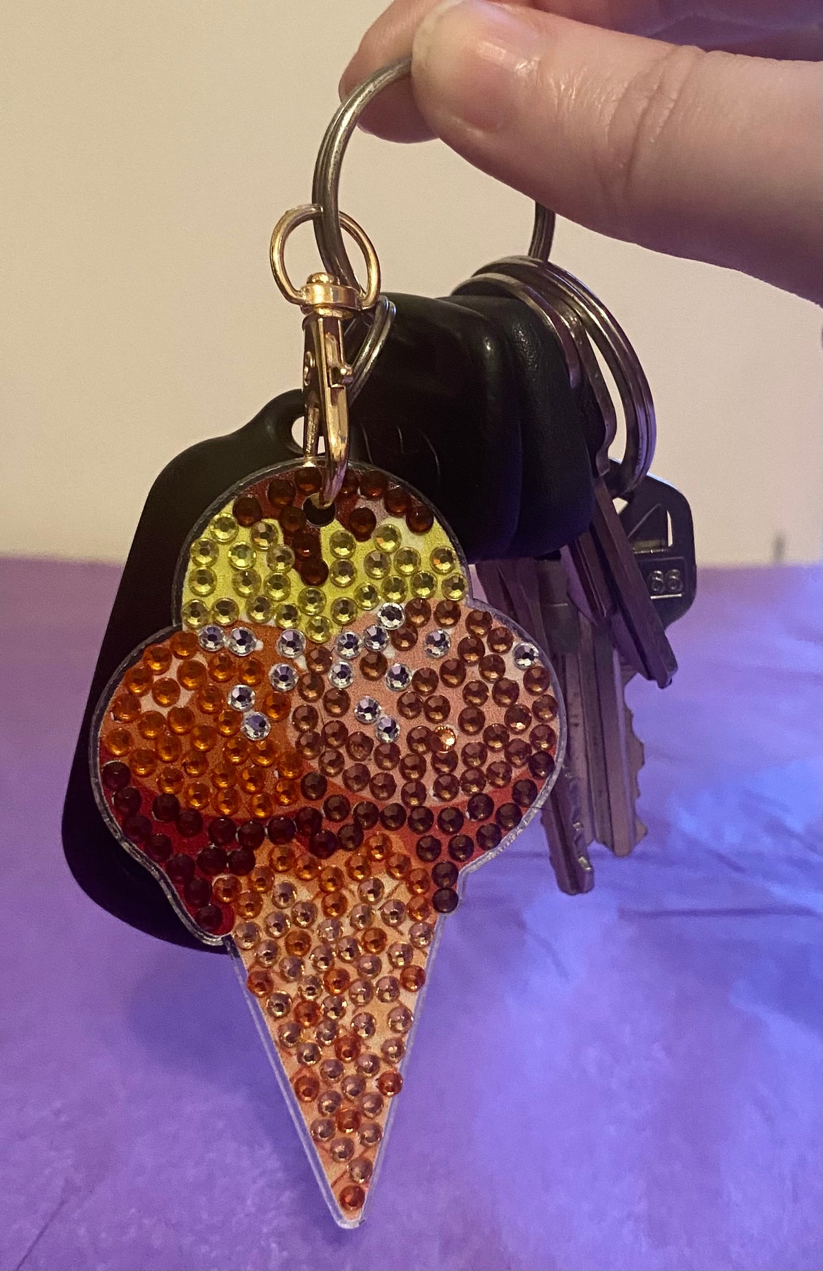 Chocolate Scoop Ice Cream Diamond Art Keychain