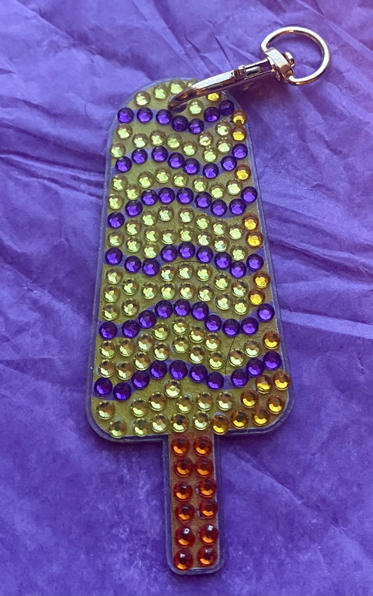 Purple Drizzle Green Popsicle Diamond Art Keychain