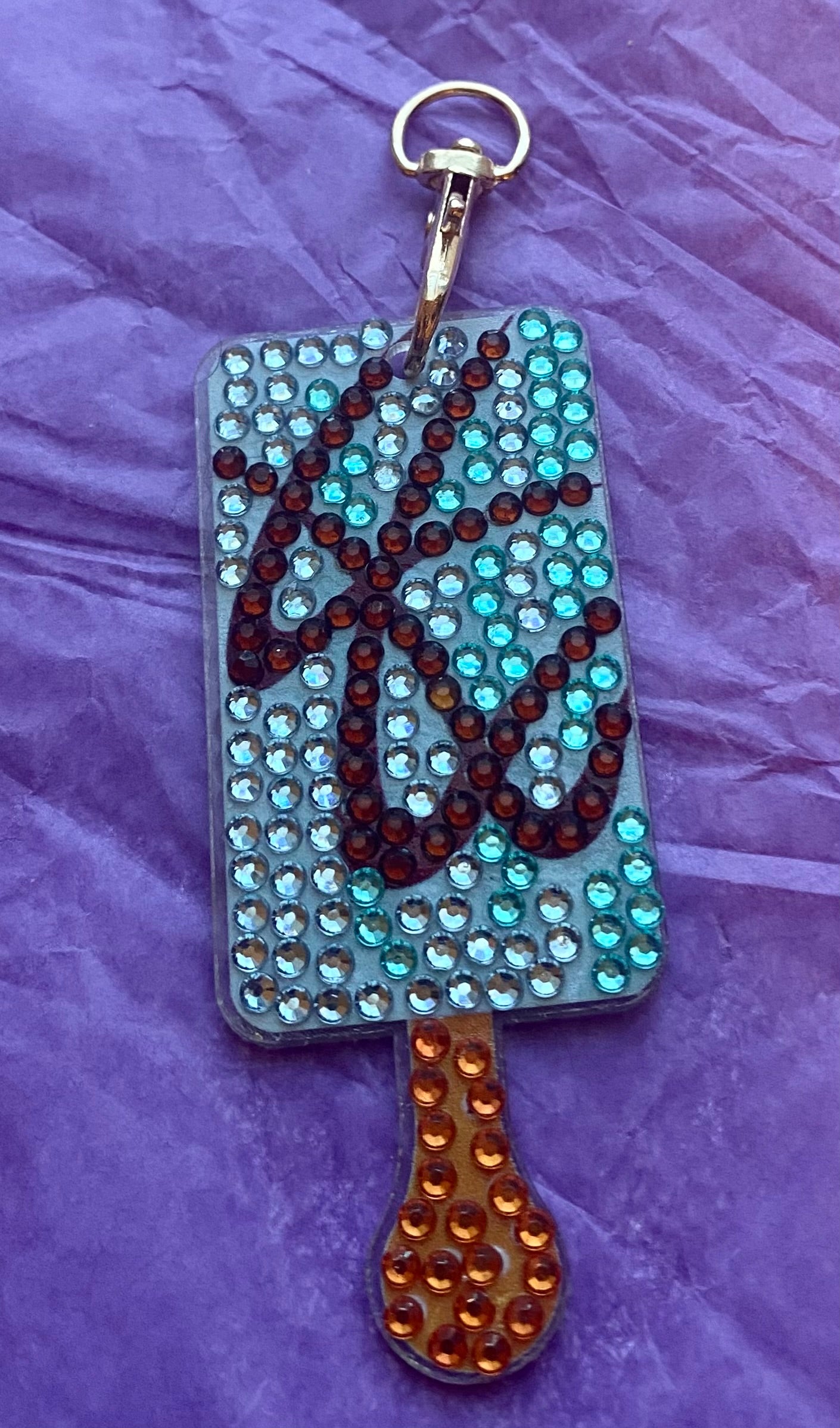 Chocolate Drizzle Blue Popsicle Diamond Art Keychain