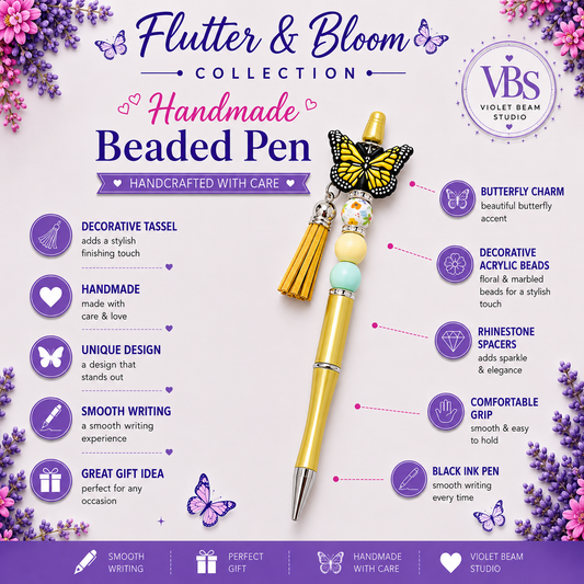 Sunshine Wings Handmade Beaded Pen