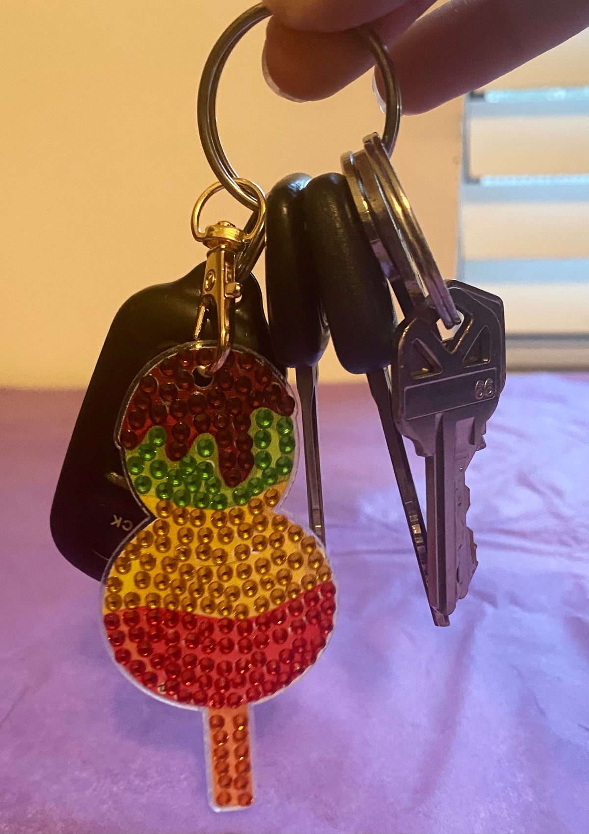 Rainbow Scoop Ice Cream Pop Diamond Art Keychain