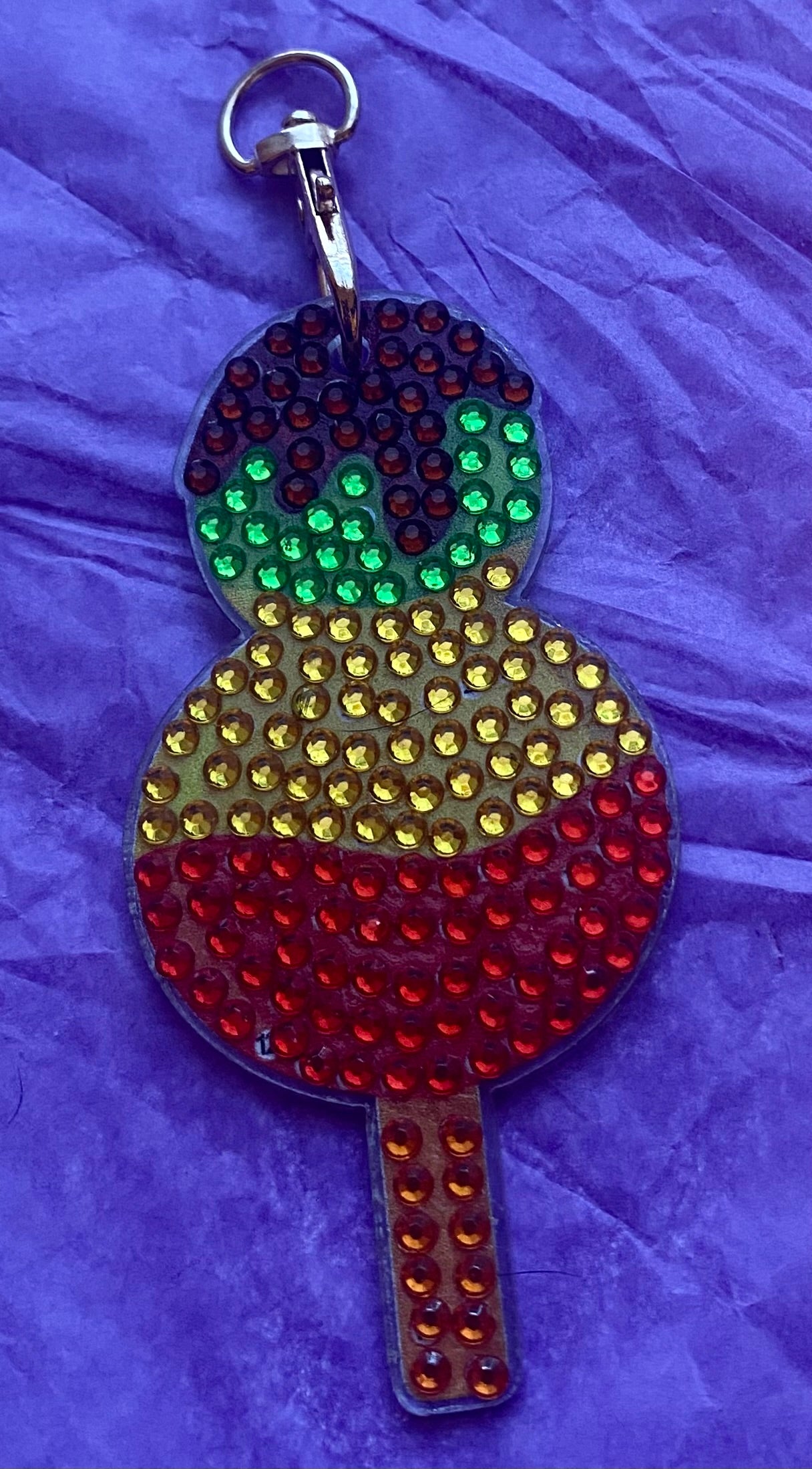 Rainbow Scoop Ice Cream Pop Diamond Art Keychain