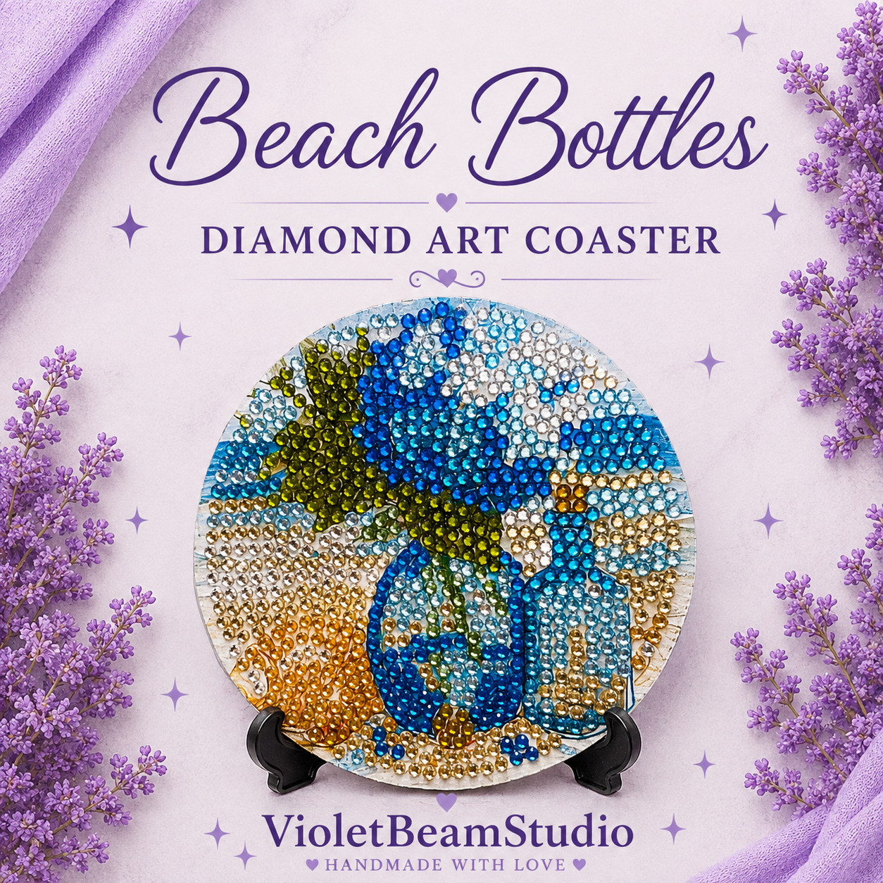 Beach Bottles Diamond Art Coaster