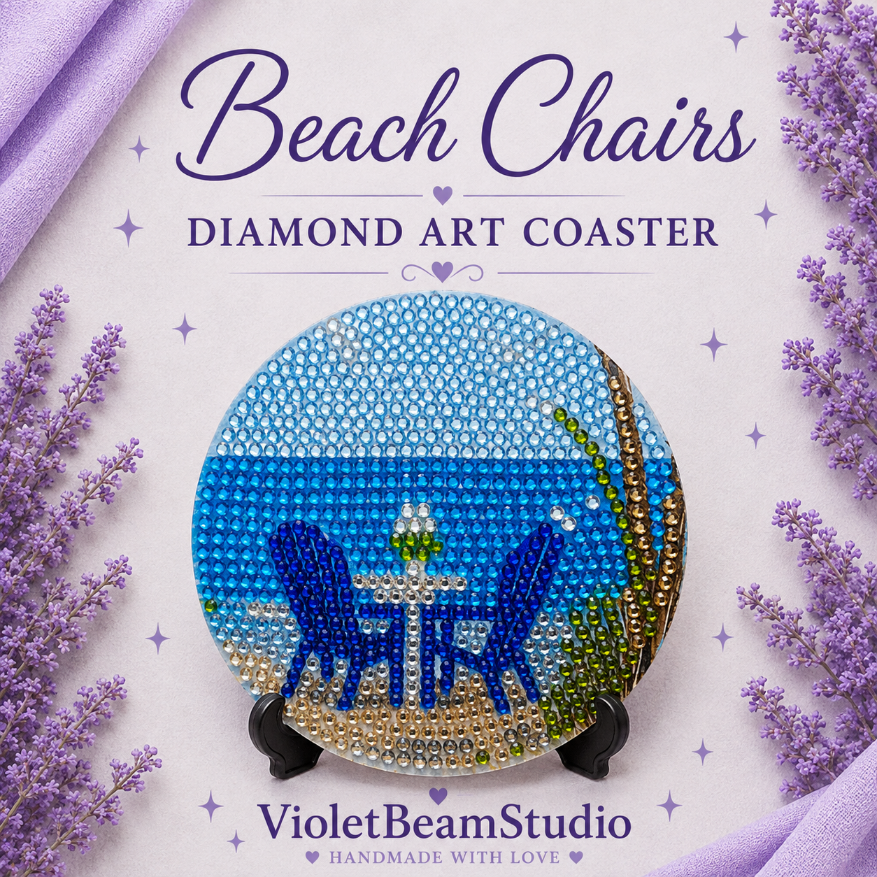 Beach Chairs Diamond Art Coaster