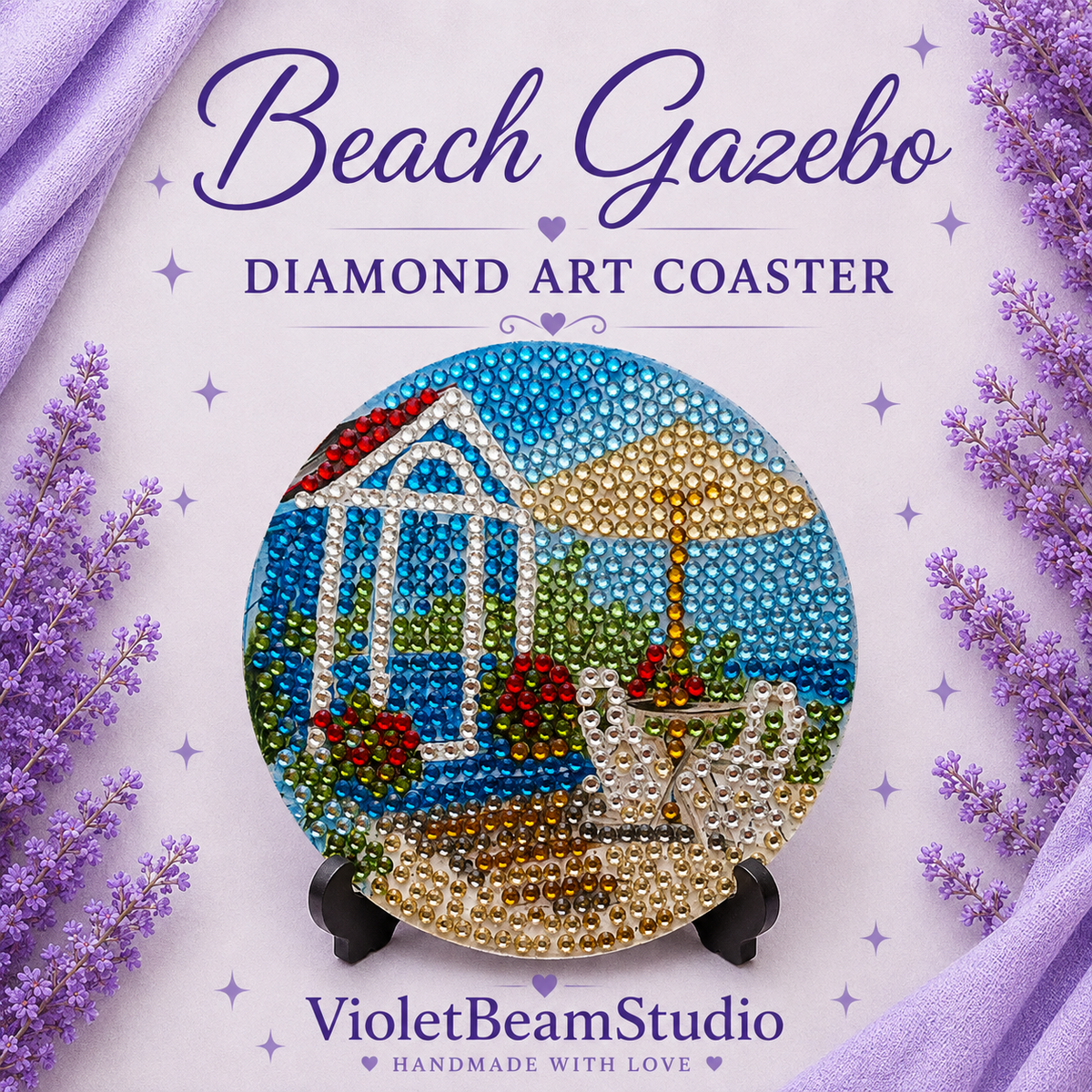 Beach Gazebo Diamond Art Coaster