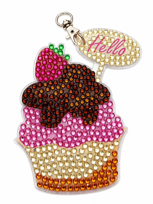Hello Strawberry Sundae Diamond Art Keychain