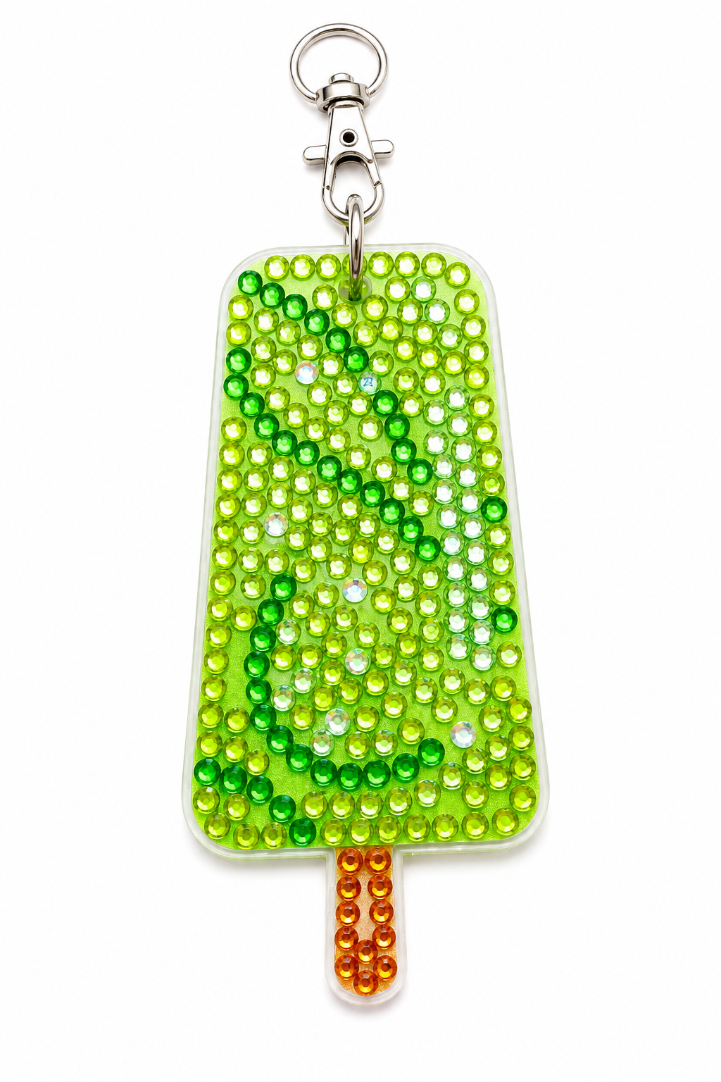 Lime Green Popsicle Diamond Art Keychain