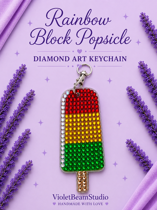 Rainbow Block Popsicle Diamond Art Keychain