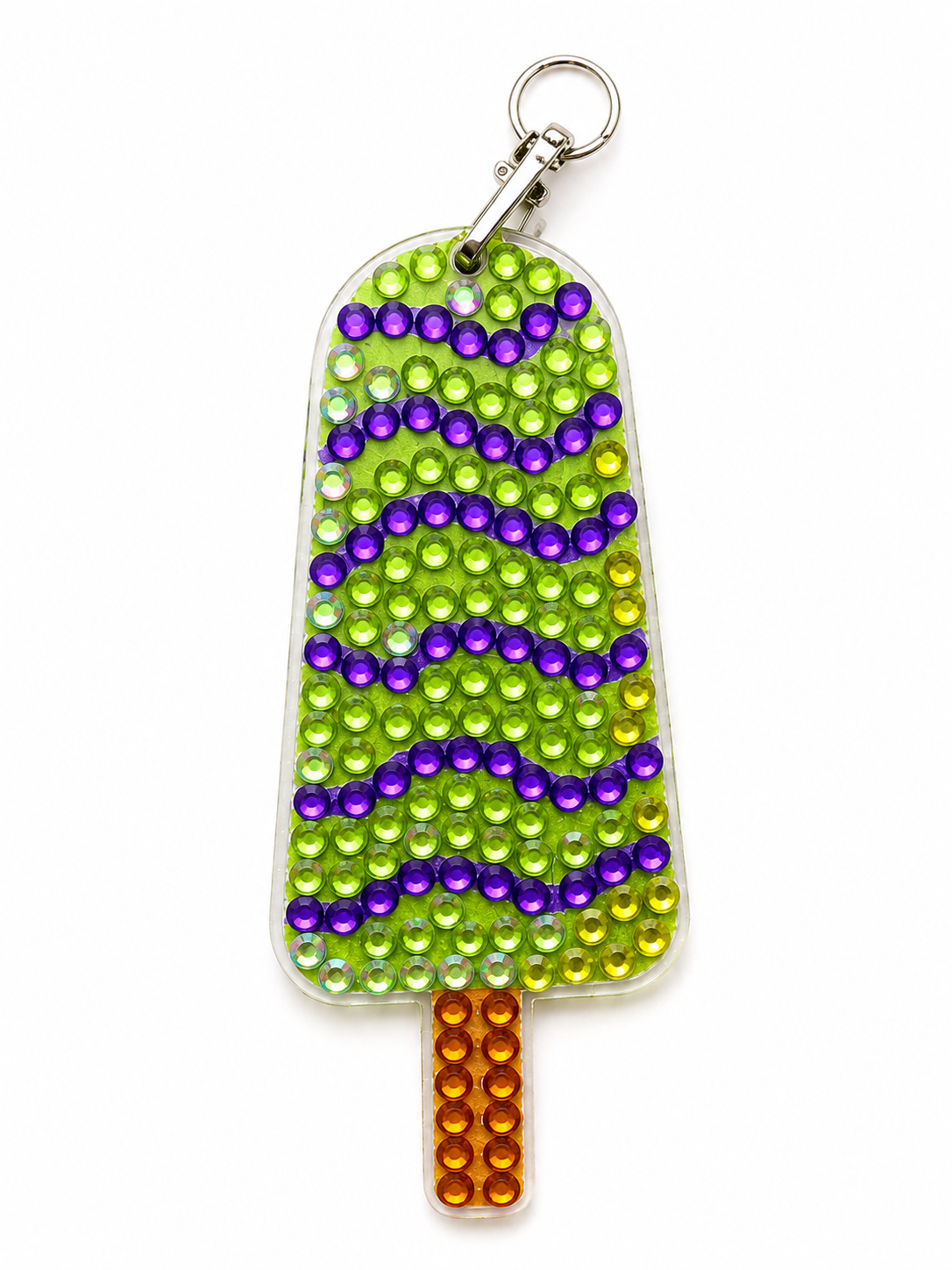Purple Drizzle Green Popsicle Diamond Art Keychain