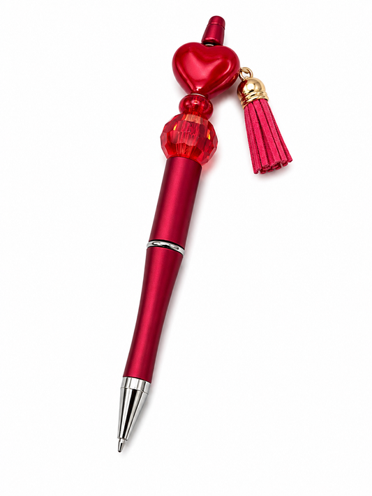 Ruby Heart Beaded Pen
