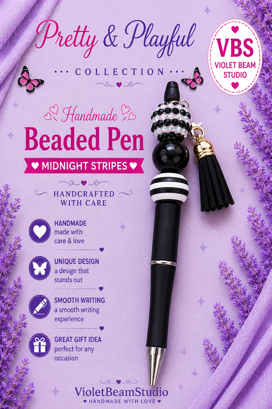 Midnight Stripes Beaded Pen