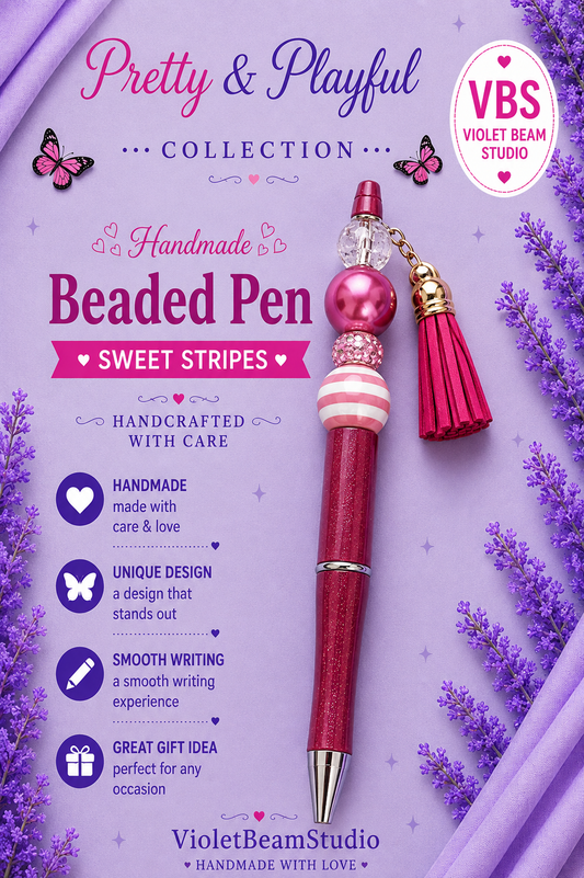 Sweet Stripes Beaded Pen