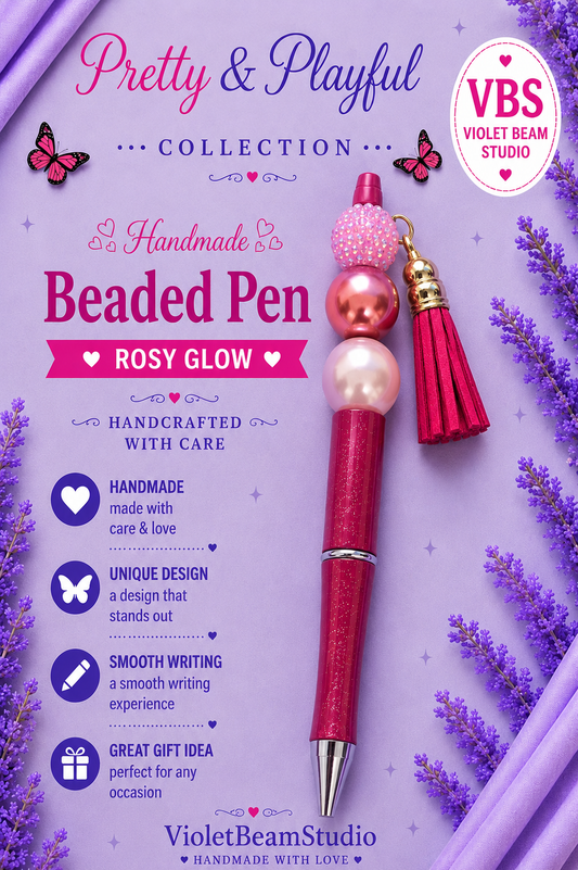 Rosy Glow Beaded Pen