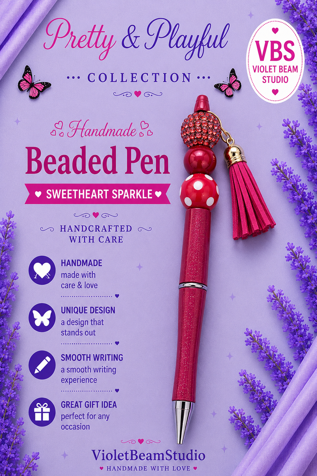 Sweetheart Sparkle Beaded Pen