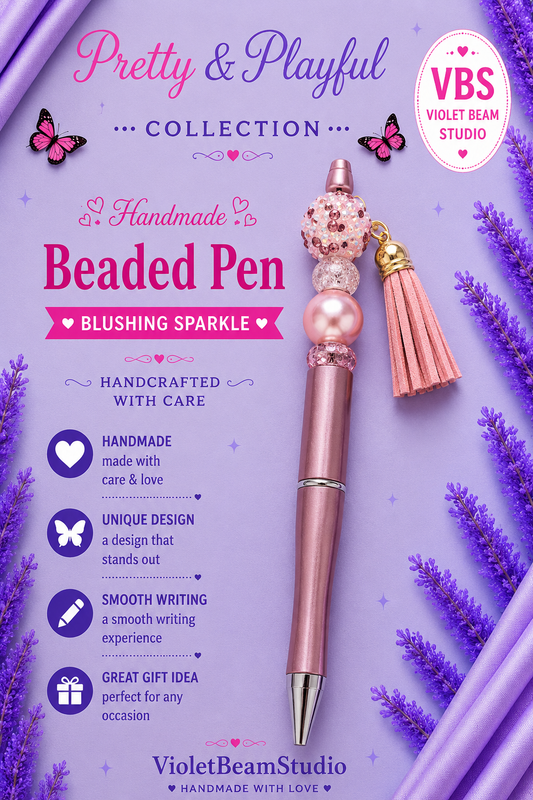 Blushing Sparkle Beaded Pen