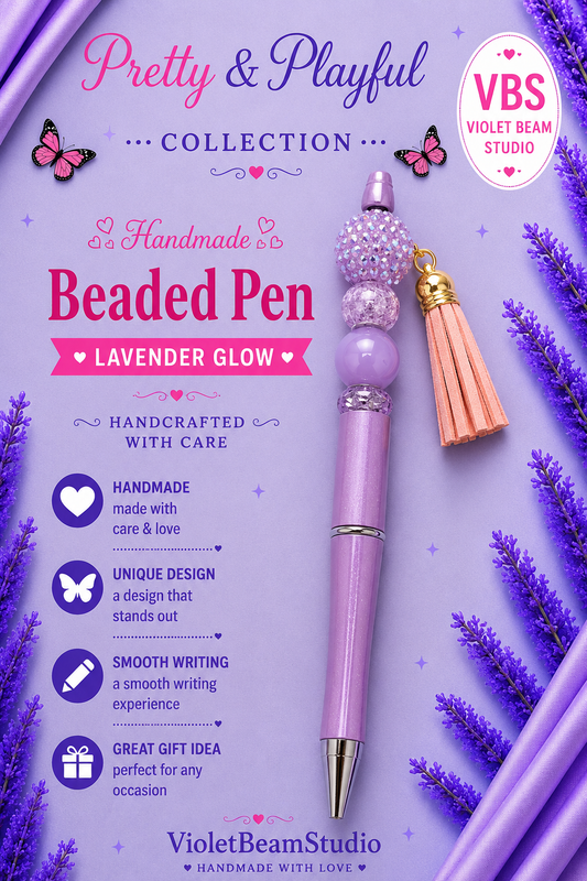 Lavender Glow Beaded Pen