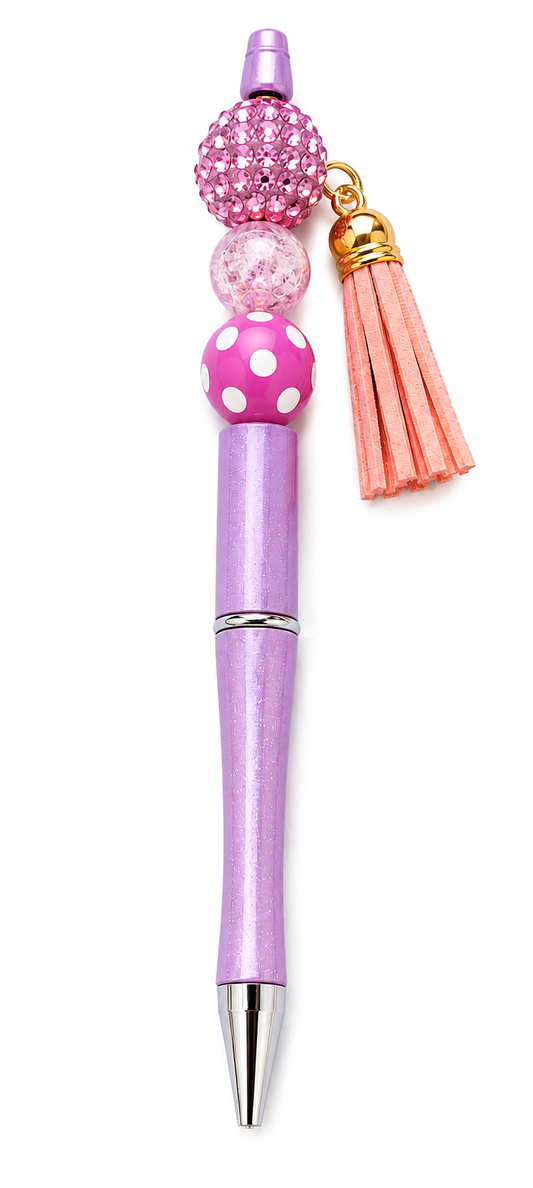 Lavender Dots Beaded Pen