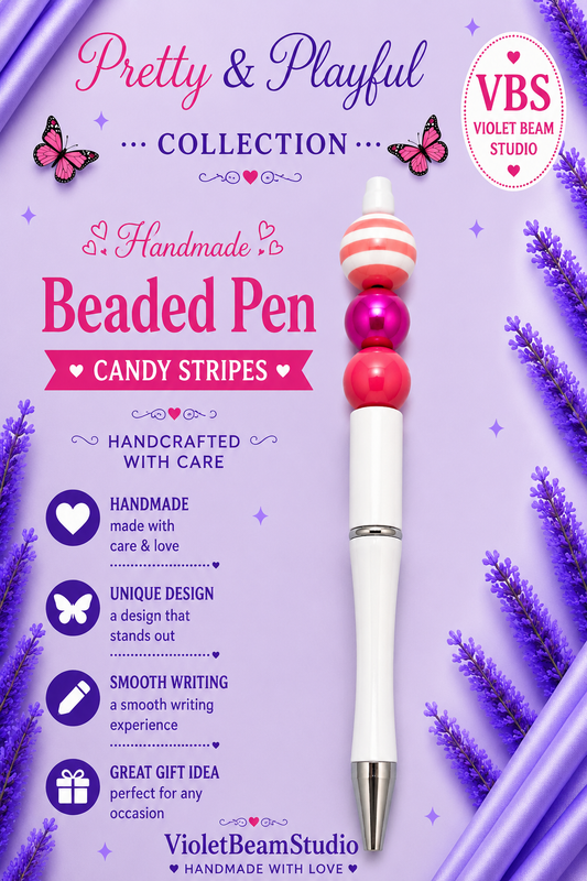 Candy Stripes Beaded Pen