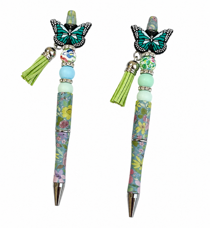 Butterfly Grove Handmade Beaded Floral Pen