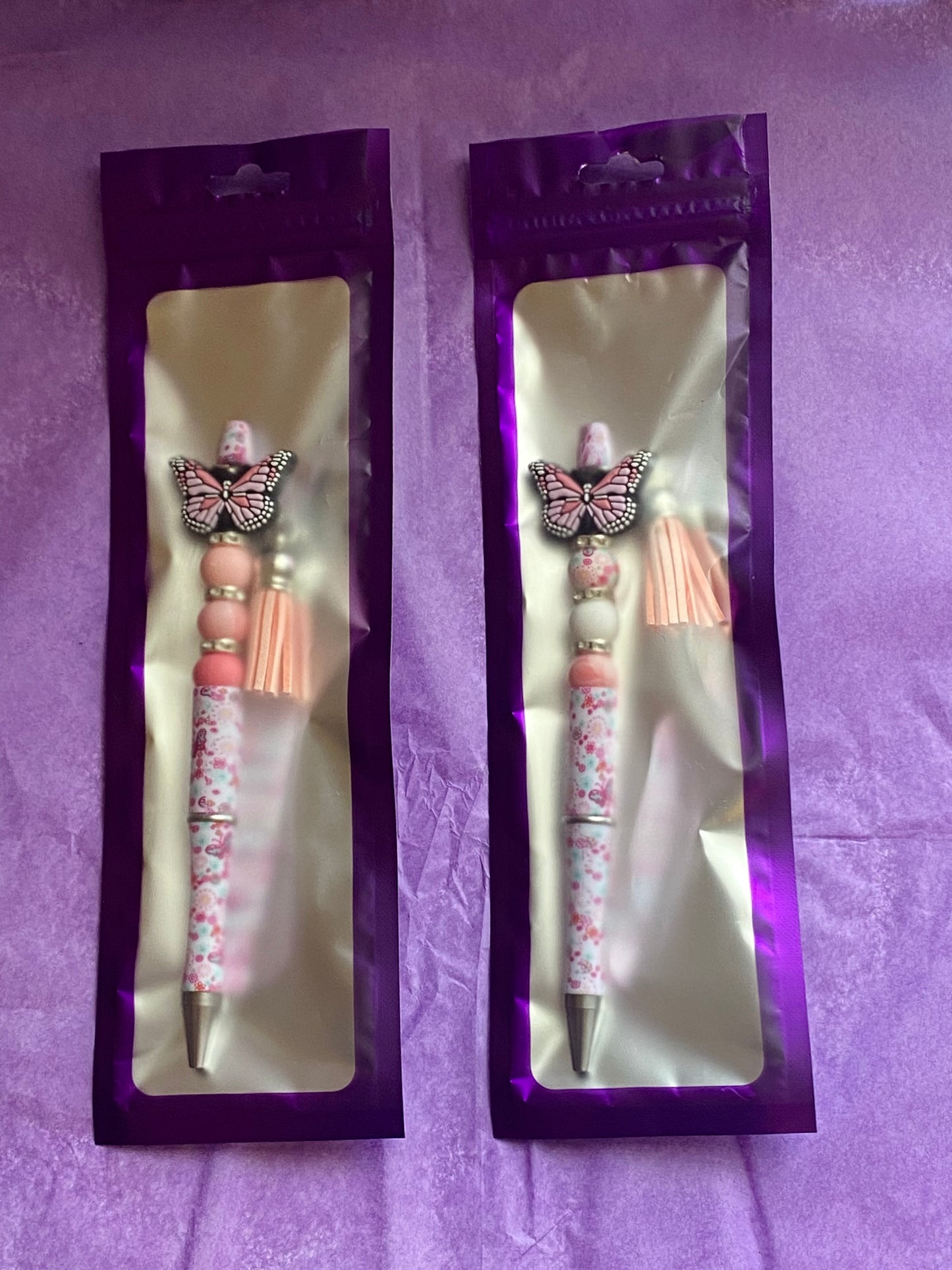 Butterfly Bliss Handmade Beaded Floral Pen