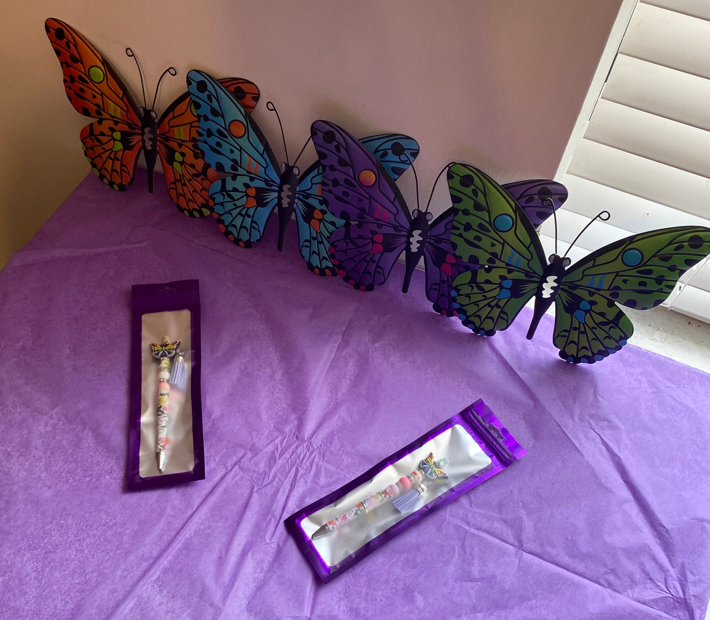 Butterfly Garden Handmade Beaded Floral Pen