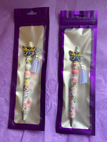 Butterfly Garden Handmade Beaded Floral Pen