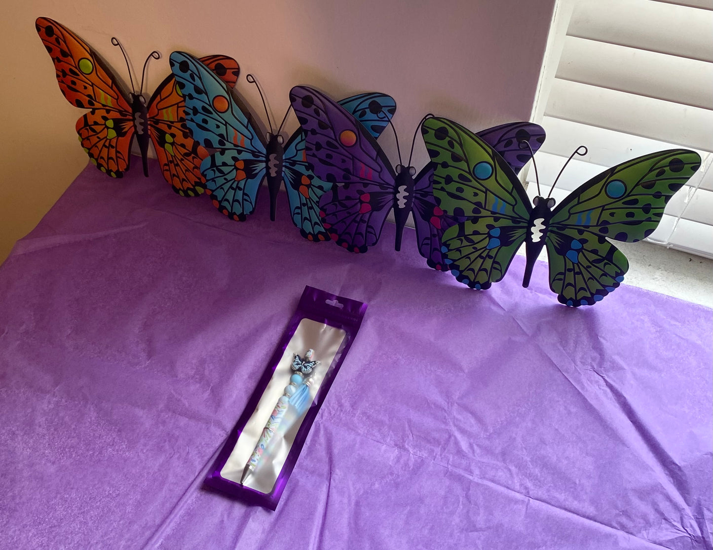 Butterfly Meadow Handmade Beaded Floral Pen