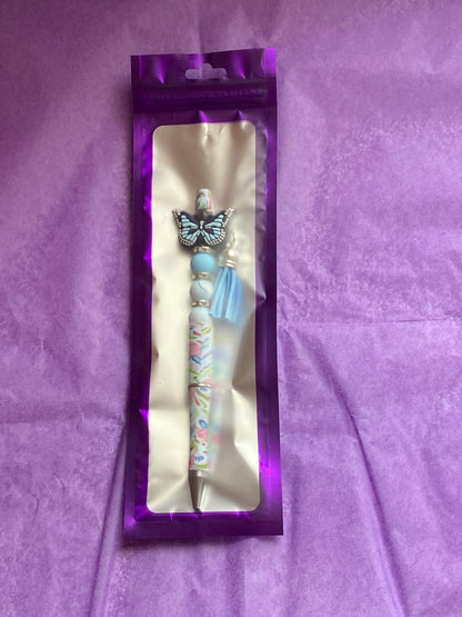 Butterfly Meadow Handmade Beaded Floral Pen