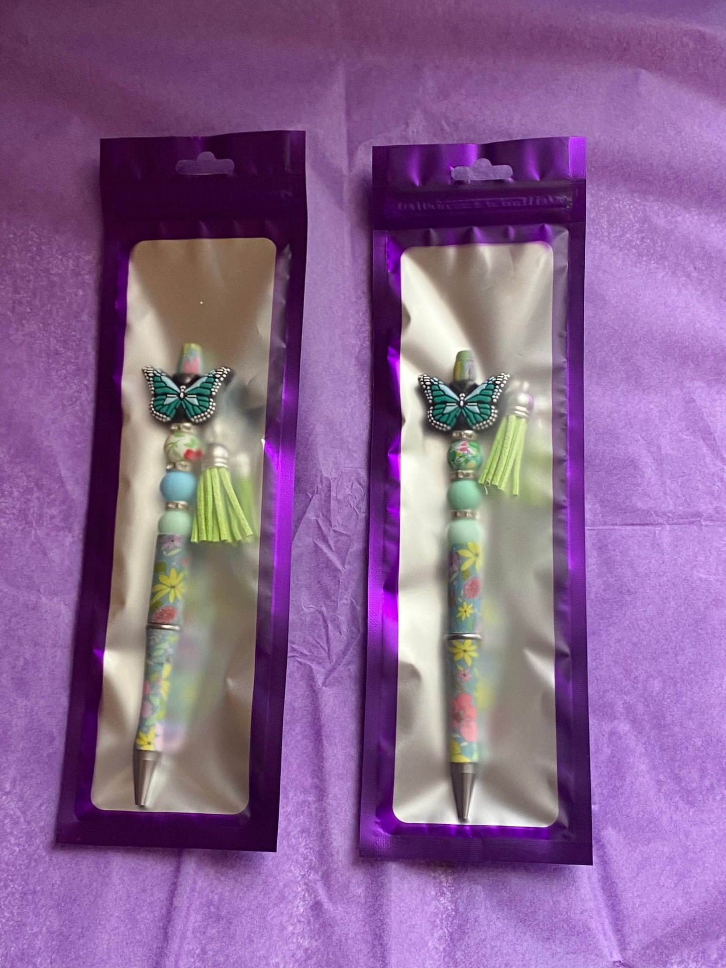 Butterfly Grove Handmade Beaded Floral Pen