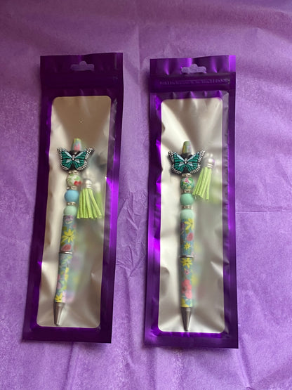 Butterfly Grove Handmade Beaded Floral Pen