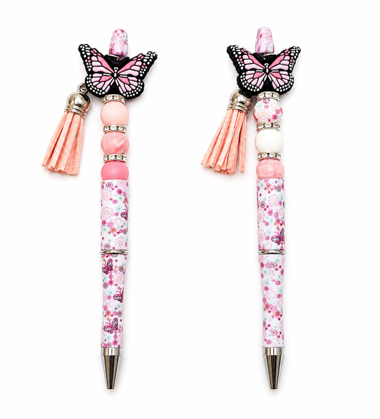 Butterfly Bliss Handmade Beaded Floral Pen