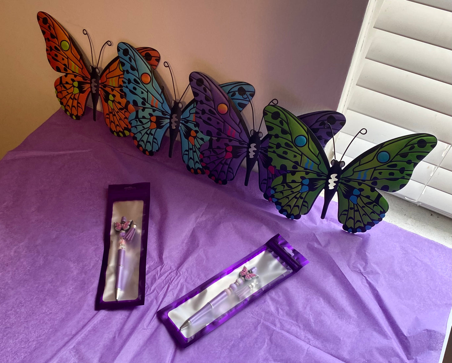 Lavender Wings Handmade Beaded Pen