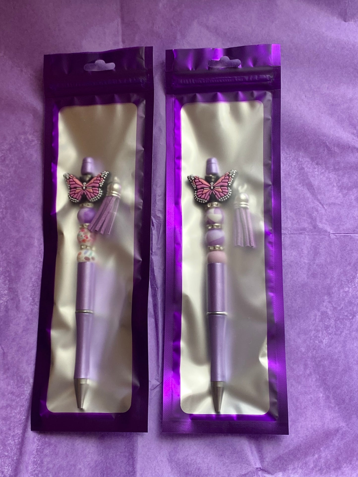 Lavender Wings Handmade Beaded Pen