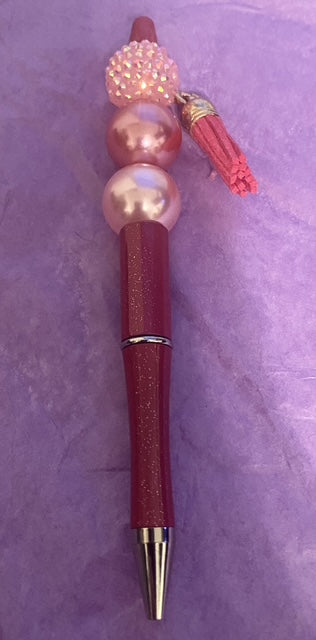 Rosy Glow Beaded Pen