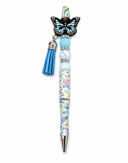 Butterfly Meadow Handmade Beaded Floral Pen