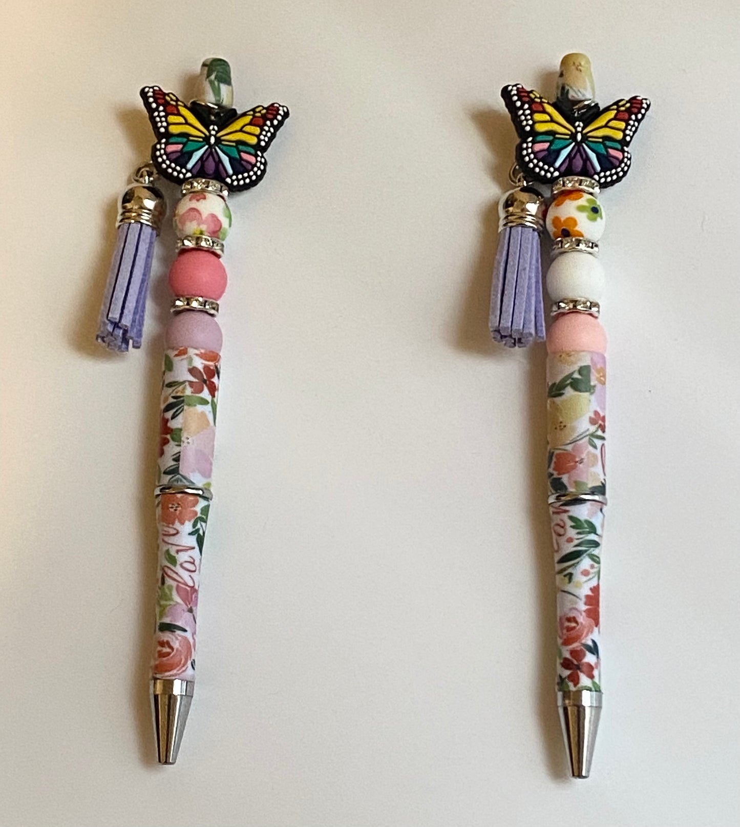 Butterfly Garden Handmade Beaded Floral Pen