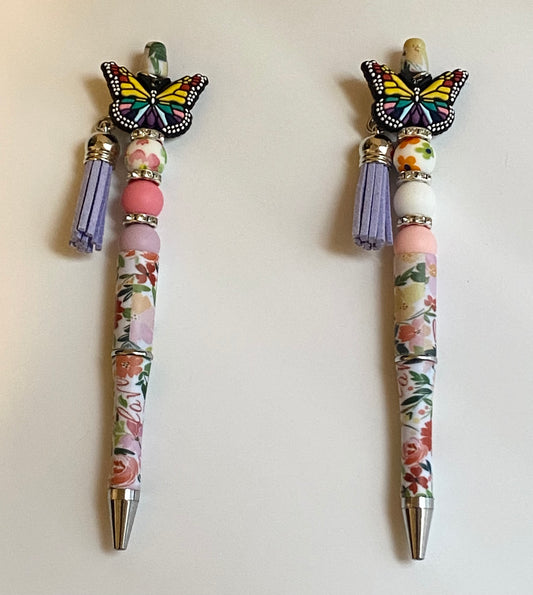 Butterfly Garden Beaded Floral Pen