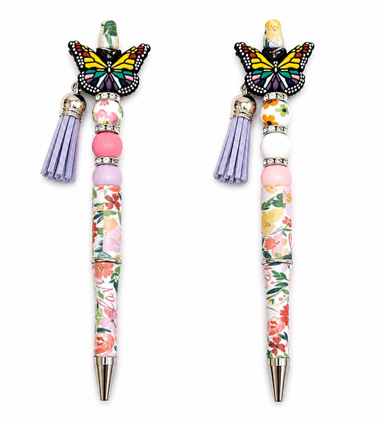 Butterfly Garden Handmade Beaded Floral Pen