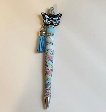 Butterfly Meadow Handmade Beaded Floral Pen